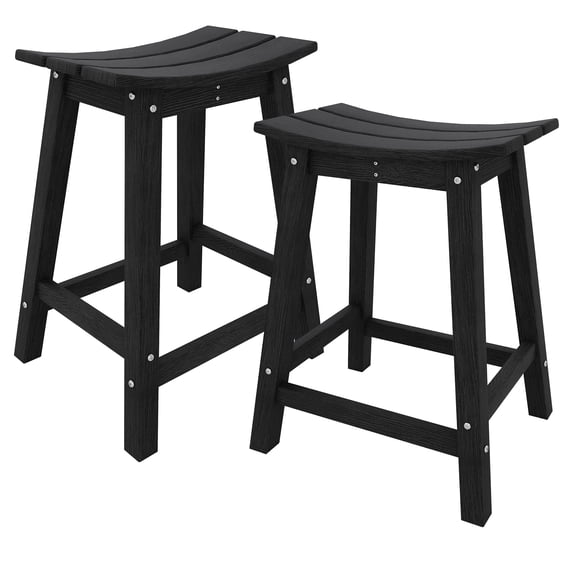 Outdoor Bar Stools,HDPE Bar Chairs with Footrest,All-Weather Barstools for Patio, Balcony, or Kitchen Counter
