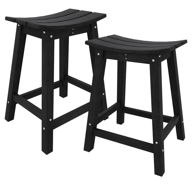 QinaQin 24-Inch Outdoor Bar Stool, Hdpe Weather-Resistant Bar Stool with Footrest, Suitable for Patios, Kitchen Bars, Balconies and Terraces - Bar Stool Height