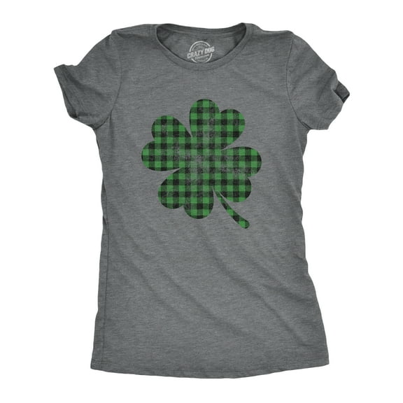 Womens Buffalo Plaid Shamrock T Shirt Funny Saint Patricks Day Lucky Green Tee Womens Graphic Tees