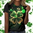 thumbnail image 4 of DailyTrove Women's Green Ombre Shamrock All-Over Print Crew Neck Short-Sleeve T-Shirt - Stylish St. Patrick's Day Vacation Wear, 4 of 6