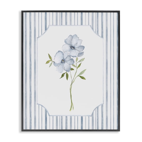 Stupell Industries Blooms And Stripes Black Framed Giclee Art, design by Tava Studios