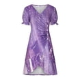 thumbnail image 4 of Robes à Manches Courtes pour Femmes Robe pour Femmes Été Imprimé Floral Ourlet Irrégulier Robe Col en V Manches Courtes Robes à Boutons Robes Courtes d'Été pour Femmes Robes Courtes pour Femmes Été, 4 of 6