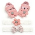 thumbnail image 4 of URMAGIC Newborn Baby Girl Shoes+2pcs Headband,Infant Toddler Soft Sole Crib Princess Shoes, 4 of 6