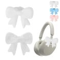 thumbnail image 3 of 4pcs Silicone Bow Headphone Decorative Clips - Cute Coquettish Earphone Accessories for Headphone Decoration, Adorable Bow Attachment for Wired Wireless Gaming Headphones Styling Use, Pink/White, 3 of 6
