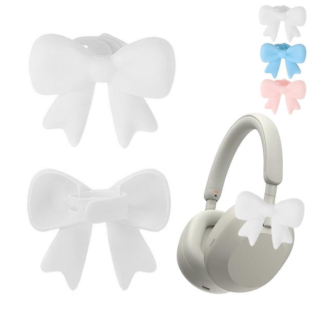 Juego de Accesorios para Audífonos con Lazo de Silicona, Paquete de 2 Lindos Lazos Coquetos para Enganchar en Audífonos, Adornos Decorativos Flexibles y No Dañinos para Auriculares y Diademas.
