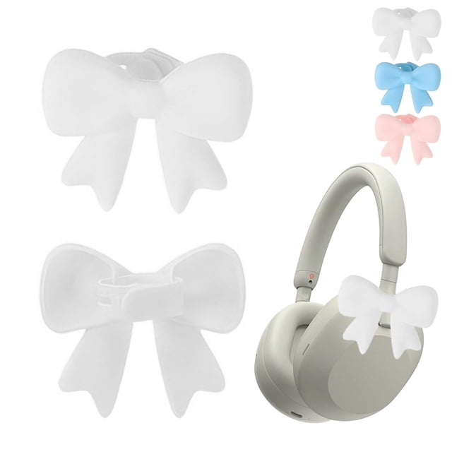 Pack 2 de accesorios para auriculares con lazo de silicona – Adorno mono para pinzas para auriculares, lazos de silicona suaves y flexibles, adaptado a la mayoría de los auriculares, fácil de
