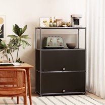 Innovaze 4-Tier Metal Accent Storage Cabinet with Adjustable Shelf, Metal Organizer for Home, Apartment & Office, Black