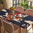 thumbnail image 3 of Japanese Style Table Cloths for 3 Foot Rectangle Tables, Modern Cranes Cherry Flower Wave Red Blue Patio Waterproof Elastic Fitted Tablecloths, Washable Rectangular Table Cover for Camping, 3 of 8