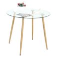 thumbnail image 1 of Dining Table Modern Kitchen and Dining Table with Glass Top and Stainless Steel Base, 1 of 7