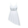 thumbnail image 2 of Haitryli Girls V-Neck Spaghetti Shoulder Straps Sequined Irregular Hem Latin Dance Lyrical Dress White 11-12, 2 of 7