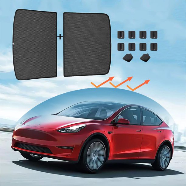 FITEV Tesla Model Y Sunshade Roof Windows Shade Reject UV/Heat Won't Sag Glass Roof Sunshade Fit