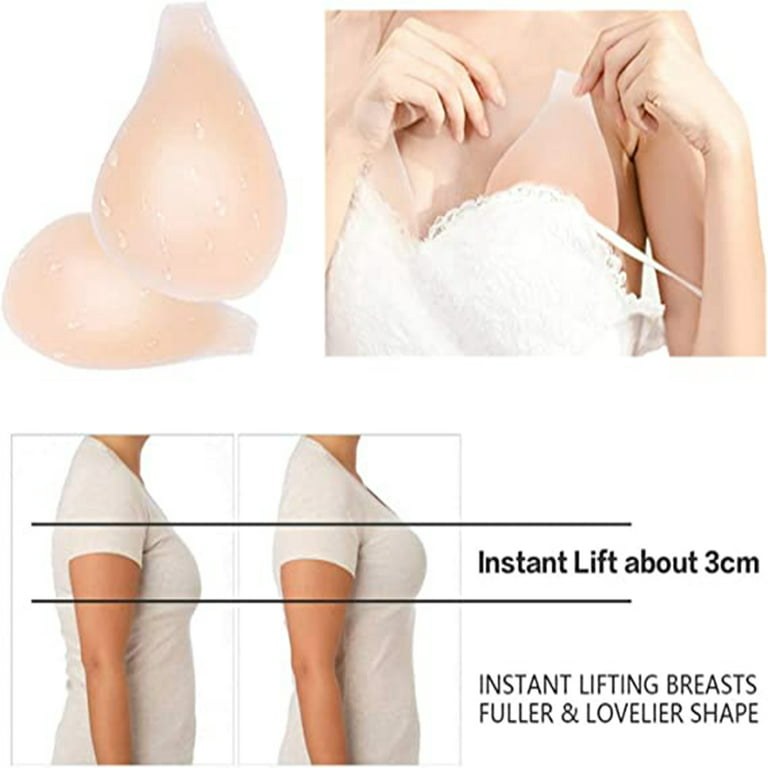 Adhesive Bra,Breast Lift Strapless Backless Silicone Bra Nippless Covers  Push Up Self Invisible Sticky Bra for Women 