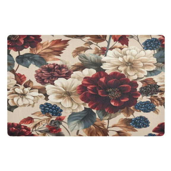 32x20 Inch Doormat Indoor Entrance Mat Entrance Welcome Mat Outdoor Mats for Front Door Burgundy Hydrangeas