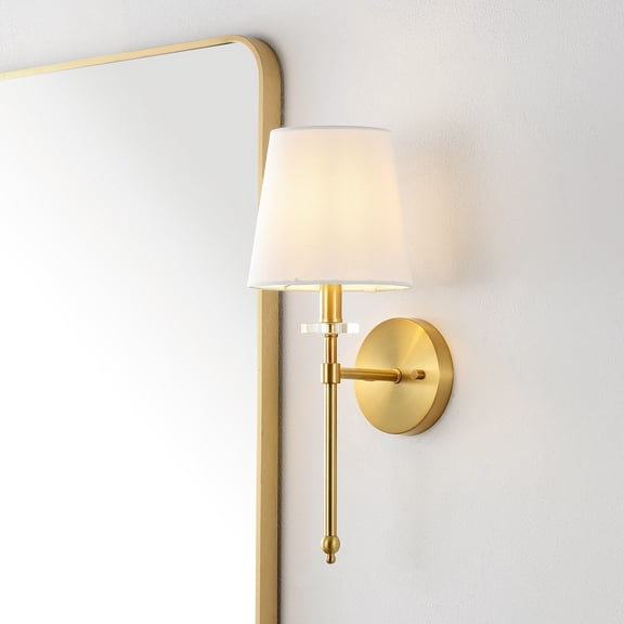 JONATHAN Y Olivia 6.5" 1-Light Modern Midcentury Iron LED Vanity, Brass Gold