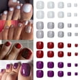 thumbnail image 2 of Short Square Press On Toenails, Sparkling Fake Toenails,Full Cover False Toenails For Women And Girls Comes With Reusable Storage Box, 2 of 4