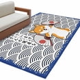 thumbnail image 2 of Japanese Cute Dogs 3'x5' Washable Rug, Navy Blue Modern Abstract Waves Non-Slip Area Rugs for Entryway Kitchen Classroom, StainResistant Dorm Throw Carpet, Low Pile Soft Indoor Floor Mat, 2 of 9