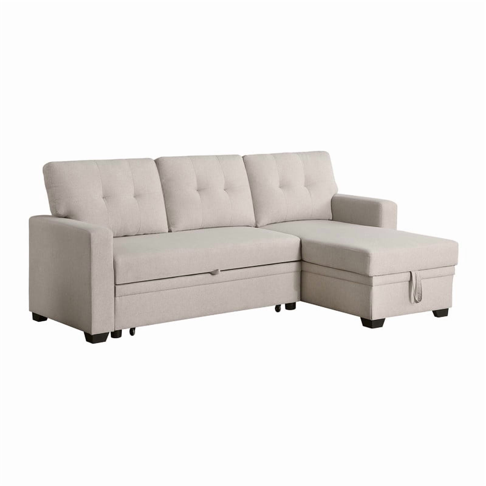 82" L-Shaped Convertible Sleeper Sectional Sofa with Pull-Out Bed, Storage Chaise, Removable Back Cushions, Modular Corner Couch for Living Room, Apartment, Home Office