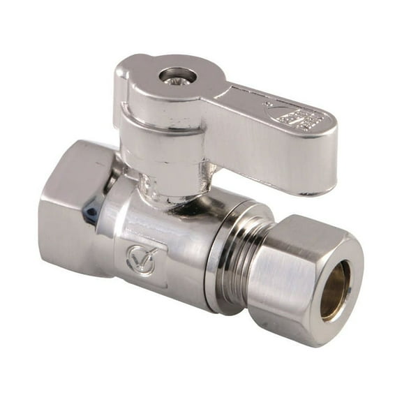 Kingston Brass KF3315SN 3/8" FIP x 3/8" OD Comp Straight Stop Valve, Brushed Nickel