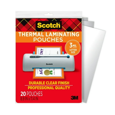 Scotch Matte Thermal Laminating Pouches, Ultra Clear with Matte Finish, Letter Size 8.9 in x 11.4 in, 20-Pack