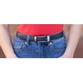 thumbnail image 2 of Leather Ratchet Belt for Women, Trim to Fit 18"- 44" Waist, Automatic Slide Buckle, No Holes, Gift Box by CANDOR AND CLASS (W723 Gunmetal / Navy 25mm width, Small), 2 of 8