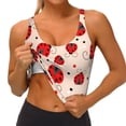 thumbnail image 4 of Haiem Red Ladybug Pattern Womens Sports Bra - U Neck Padded Low Impact Yoga Bra Workout Crop Top Gym Moisture-Wicking Workout Vest -X-Large, 4 of 9