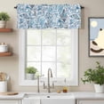 thumbnail image 3 of Rod Pocket Window Valances Blue Gradient Paisley Flower Short Kitchen Curtains Abstract Ethnic Floral Window Treatment Drapes for Bedroom Bathroom Living Room 56x16In,1 Panel, 3 of 9