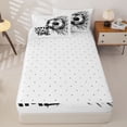 thumbnail image 4 of Castle Fairy Soccer Goal Time Zipper Twin Comforter Sets with Fitted Sheet and 2 Pillowcases, Sport Graffiti Splash Zipper Bedding Set, Black White,4-Piece, 4 of 6