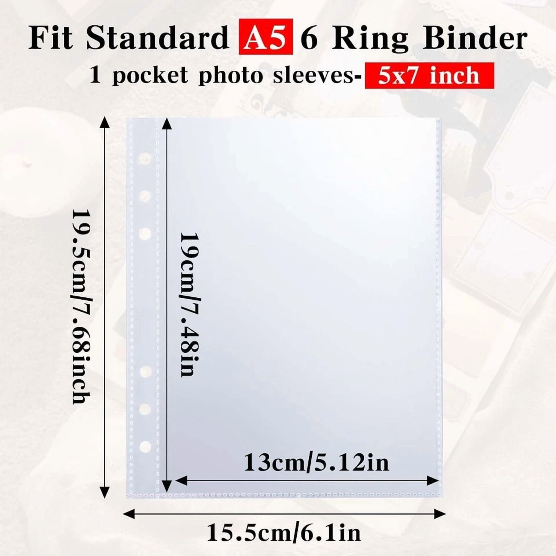 CRESTIN- 50 Pack 100 Pocket 5X7Â?Clear Page Protectors For A5 Binder 6 Ring Double-Sided