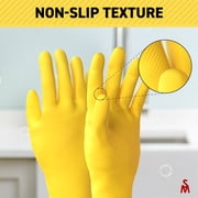 steadmax Natural Rubber Dishwashing Gloves, Large, Reusable Household, Yelow, 2 Pack