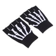 thumbnail image 4 of Unisex Finger Skeleton Pattern Guantes de punto Skull Bone Gloves Elástico Half Finger Glove, 4 of 5