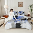 thumbnail image 6 of Manfei Chic Abstract Ombre Bedding Comforter Set, Blue Buffalo Artwork Twin Comforter Sets, Teens Kids Adult Man Reversible Bedding Set, Microfiber Bedroom Decor, 2 Pieces, 6 of 9