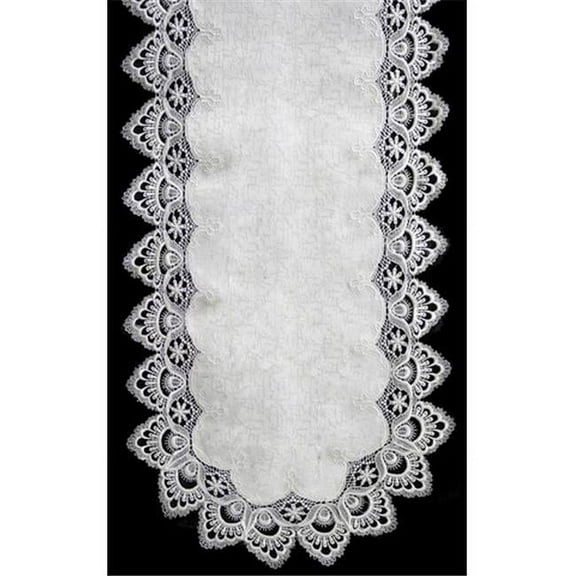 Sinobrite H8139-F1 White Lace Runner- 12 x 65 in.