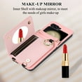 thumbnail image 3 of Allytechgroup Stylish Wallet Phone Case for Samsung Galaxy Z Flip 5 5G, Crossbody Shoulder Strap Make-up Mirror Ring Holder Stand Card Holders Shockproof Case for Girls Women, Pink, 3 of 7