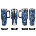 thumbnail image 5 of 40 oz Insulated Tumbler with Handle, Leak-Proof Straw Lid, Stainless Steel Travel Mug for Car & Road Trips - Retro Glass Crystal Flower Art, 5 of 6