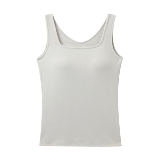Yuyuzo Tank Tops for Women Built in Bra Sleeveless Yoga Top Square Neck Ribbed Knit Workout Tops