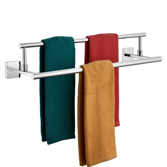 KOKOSIRI Towel Holder 24-Inch Bathroom Double Bath Towel Bars Kitchen Rack Wall Mounted Polished Chrome Stainless Steel B5009CH-L24