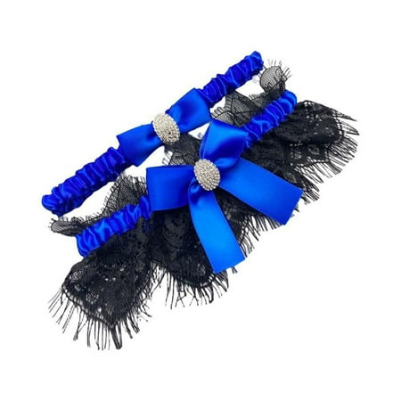 BYHONG Lace Wedding Garter Belt Elastic Thigh Ring Bridal Lingerie Accessories New Bride Garter Knee Pad Socks Women Dark Blue One Size