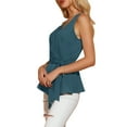 thumbnail image 3 of INSPIRE CHIC Women's Summer Sleeveless V Neckline Wrap Tie Waist Tops M Peacock Blue, 3 of 7