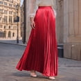 thumbnail image 2 of Paiwinds Women's High Waist A-Line Flowy Midi Skirt Solid Elastic Waist Casual Pleated Skirt for Work and Weekend, 2 of 9