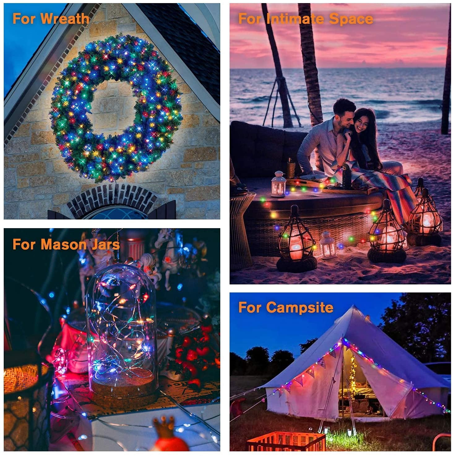 Colorful Solar Fairy Lights Outdoor Waterproof, 2 Pack Each 33ft 100 LED Solar String Lights, 8 Modes Silver Wire Solar Twinkle Lights for Halloween Christmas Patio Garden