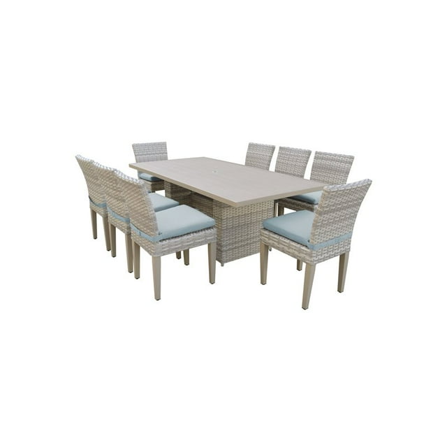 Fairmont Table à Manger Rectangulaire pour Patio Extérieur 8 Chaises Sans Accoudoirs