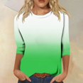 thumbnail image 2 of Bovxnpu 3/4 Length Sleeve Womens Tops, Cotton Casual Tunic Tops for Women Loose Dressy, Women's Fashion Casual Gradient Printed Round Neck 3/4 T-Shirt Loose Top XXL, 2 of 5