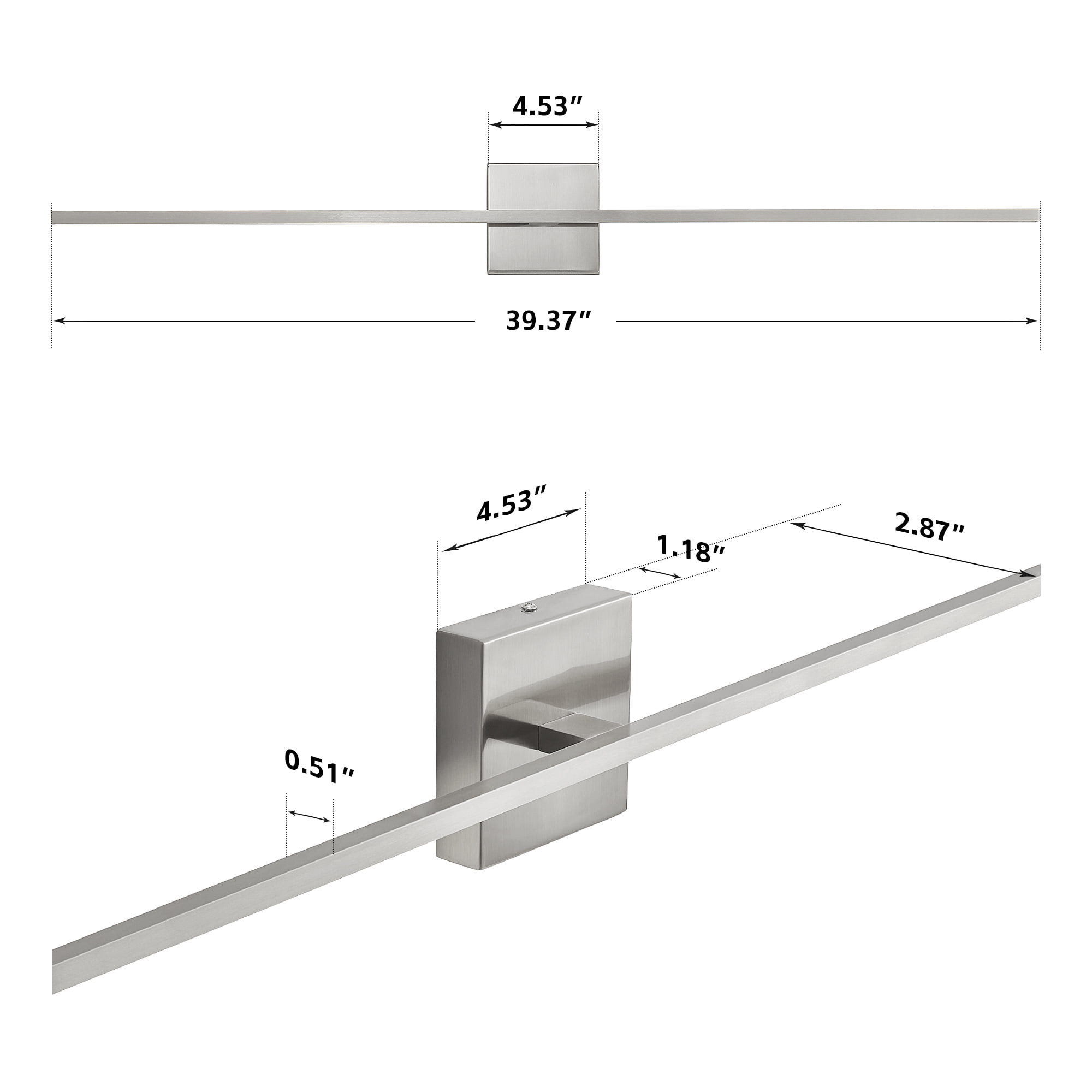 KAISITE Modern Bathroom Vanity Light 39 inch Dimmable Nickel Bathroom Light Fixtures for Bathroom Wall Sconce with 3500K Warm Light Bedroom