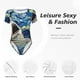 thumbnail image 4 of Balery Vintage Starry Sky Shark Body de cuello redondo de manga corta para mujer Tops de manga corta Tops básicos-Small, 4 of 7
