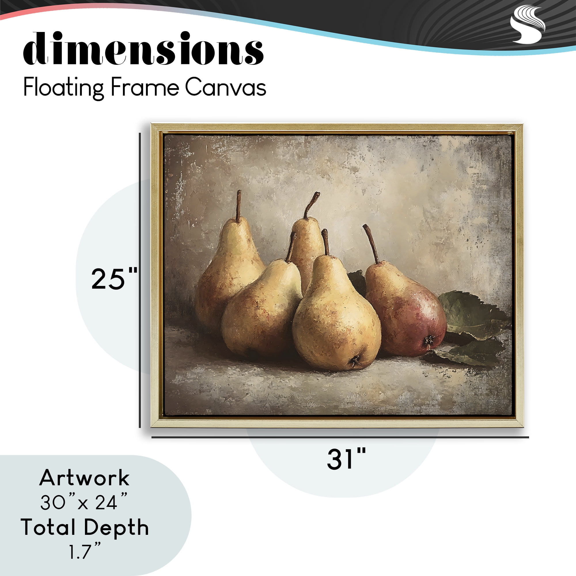 Stupell Industries Neutral Pear Still Life Gold Framed Floater Canvas Wall Art, design by Franklyn Gregory
