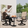 thumbnail image 3 of Set of 2 Beige Patio Swivel Chairs, All-Weather Textilene Mesh with Metal Frame, High Back Outdoor Dining Chairs for Deck and Backyard, 3 of 5