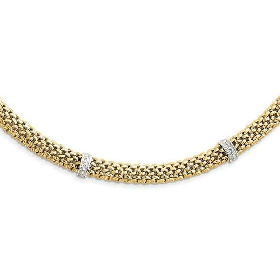 Auriga Fine Jewelry 14K Two-tone Gold Diamond and Mesh Necklace 17inch for Women