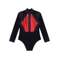 thumbnail image 6 of iiniim Gymnastics Leotards for Girls Dance Long Sleeve Unitards Sparkly Bodysuit with Shorts Outfits Red&Black 6, 6 of 7