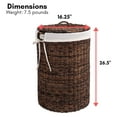 thumbnail image 4 of Seagrass Laundry Hamper with Liner | Round Clothes Bin with Lid | Cut-Out Handles for Easy Transport | Includes Machine Washable Canvas Liner | Espresso, 4 of 9