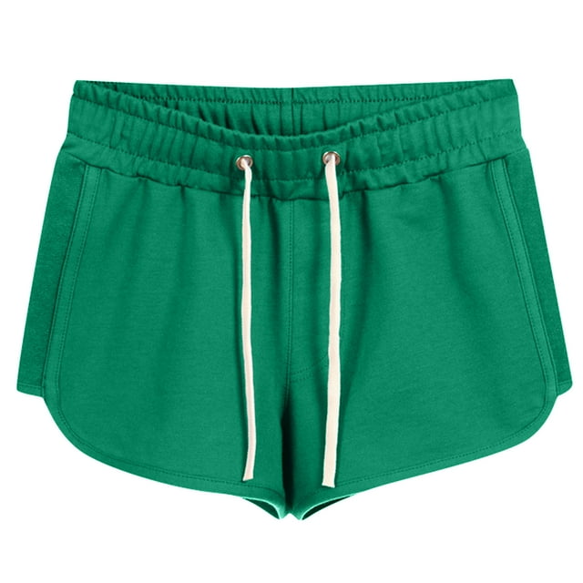 Admvng Biker Shorts Women Plus Size Solid Color Drawstring Elastic Waist Workout Gym Shorts S-4XL